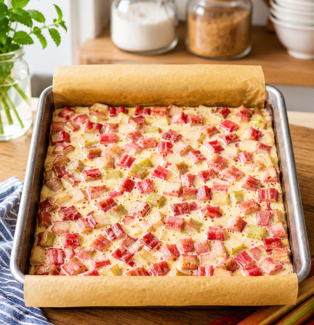 Homemade Rhubarb Dream Bars