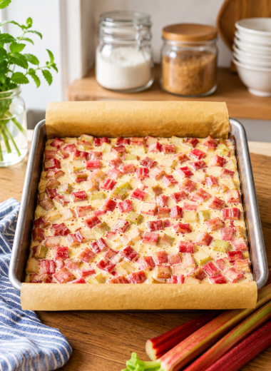 Homemade Rhubarb Dream Bars