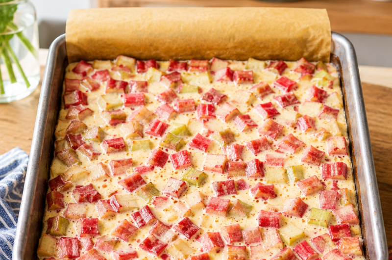 Homemade Rhubarb Dream Bars